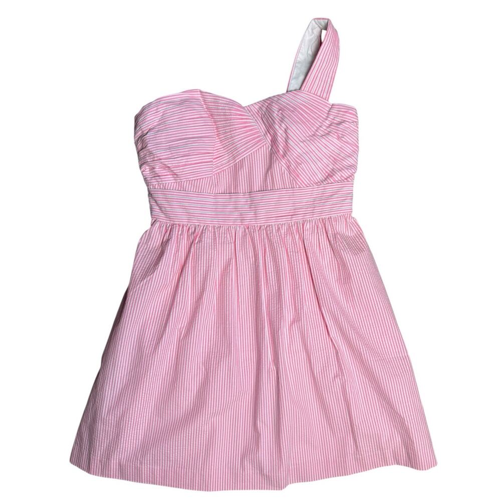 Lilly Pulitzer Plus Addison Dress in Pink Tropics Seersucker Fit & Flare Size 14 - Picture 5 of 13